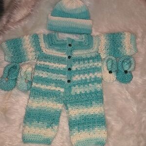 Handmade Blue and White Baby Set